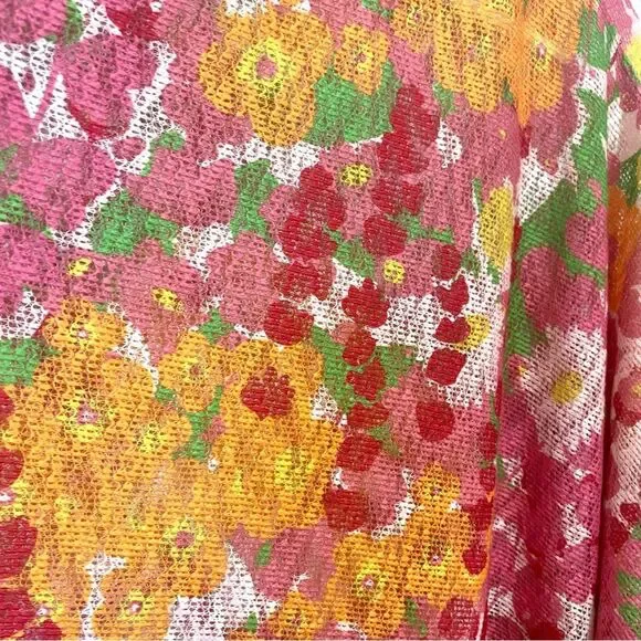 Top it Off Printed Emily Poncho Wrap Sweater Floral Pink Orange One Size - Picture 4 of 7